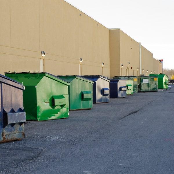 collection of commercial waste containers in an alley